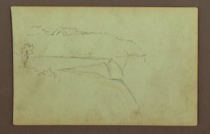 Tekening, American Falls Under a Cloudy Sky, Niagara River, mogelijk 1856 door Frederic Edwin Church