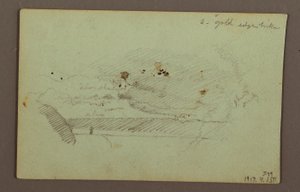 Tekening, American Falls Under a Cloudy Sky, Niagara River, mogelijk 1856 door Frederic Edwin Church