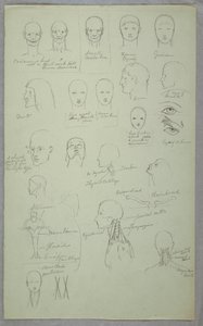 Tekening, Anatomische studies, 1865-70 door Frederic Edwin Church