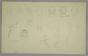 Tekening, Anatomische studies, 1865-70 door Frederic Edwin Church