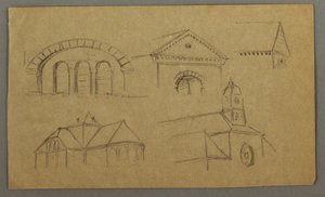 Tekening, Architectuurstudies, Oostenrijk (), 1868 door Frederic Edwin Church