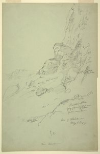Tekening, voet van heuvel ten westen van Suk Wadi, Barada, 4 mei 1868 door Frederic Edwin Church