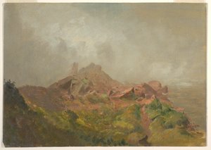Tekening, Basis van de Amerikaanse waterval, Niagara, 1856-58 door Frederic Edwin Church