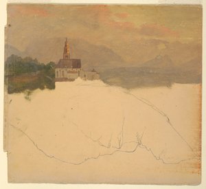 Tekening, Beiers landschap, 1868 door Frederic Edwin Church