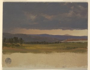 Tekening, Blauwe heuvel onder lage wolken, 1869-70 door Frederic Edwin Church