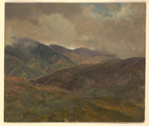 Tekening, Blauwe heuvels en grijze wolken, Jamaica, mei-augustus 1865 door Frederic Edwin Church