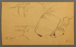 Tekening, keien, februari mogelijk 1868 door Frederic Edwin Church