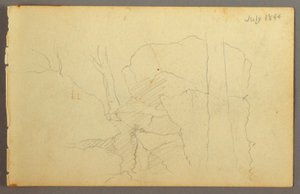 Tekening, Keien tussen bomen, 1844 door Frederic Edwin Church