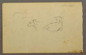 Tekening, Jongen leunend op een zak, hoed, 1844 door Frederic Edwin Church
