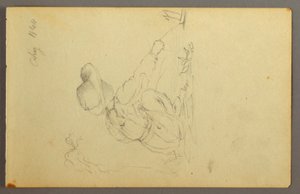 Tekening, Jongen trekt zeilboot, 1844 door Frederic Edwin Church