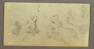 Tekening, Kamelenstudies, 21-22 februari 1868 door Frederic Edwin Church