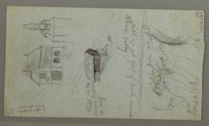 Tekening, Cascade, waarschijnlijk Konigssee, Beieren, 1868 door Frederic Edwin Church