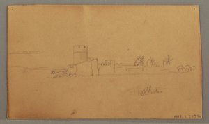 Tekening, Kasteel aan de haven, 29 mei 1868 door Frederic Edwin Church