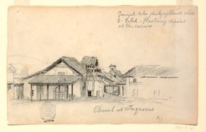 Tekening, Kerk in Tuquerres, Colombia, augustus 1853 door Frederic Edwin Church