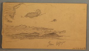 Tekening, Wolk boven heuvels, mogelijk 1875 door Frederic Edwin Church