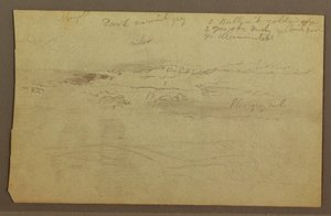 Tekening, Wolkenstudie boven heuvels, jaren 1860 door Frederic Edwin Church
