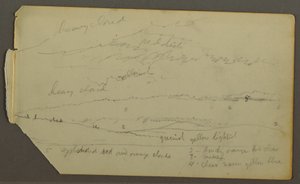 Tekening, Wolkenstudie over heuvels, mogelijk 1857-58 door Frederic Edwin Church