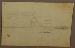 Tekening, Wolken boven heuvelrug, 1863 door Frederic Edwin Church