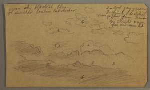 Tekening, Bewolkte lucht, volle maan, mogelijk 1865-66 door Frederic Edwin Church