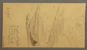 Tekening, Bewolkte lucht boven bergen, 19 juli 1866 door Frederic Edwin Church