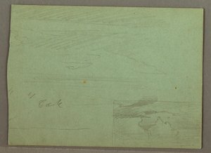 Tekening, bewolkte lucht boven heuvelrug, augustus 1871 door Frederic Edwin Church