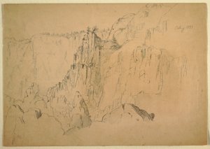 Tekening, Kust met steile rotsen, augustus 1885