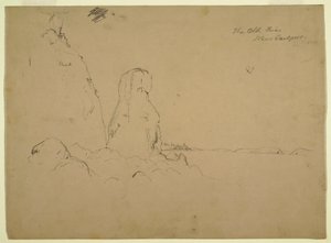 Tekening, Kust met "De oude broeder Neaer Eastport", ca. 1851 door Frederic Edwin Church