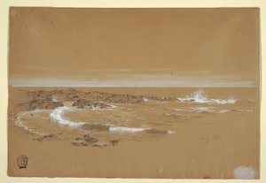 Tekening, Kustlijn, Grand Manan, Canada, augustus 1851 door Frederic Edwin Church