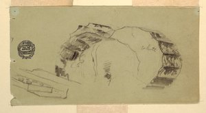 Tekening, Fragmenten van zuilen en kroonlijsten, Athene, april 1869 door Frederic Edwin Church