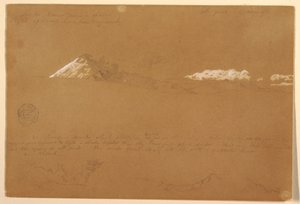 Tekening, Cotapaxi, ochtend, vanaf de Tempel van de Zon, Quito, Ecuador, 24 juni 1857 door Frederic Edwin Church
