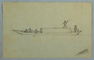 Tekening, Overdekte kano, waarschijnlijk Zuid-Amerikaans, 1853 of 1857 door Frederic Edwin Church