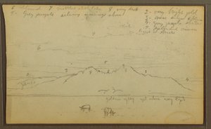 Tekening, Koeien in landschap; Verso: Bamboe, 1857 door Frederic Edwin Church