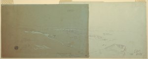 Tekening, Damascus, Syrië, gezien vanuit het noordwesten, deel 2, april of mei 1868 door Frederic Edwin Church