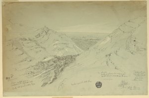 Tekening, ver uitzicht op Damascus, Syrië, 2 mei 1868
