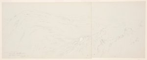 Tekening, ver uitzicht op Damascus, Syrië, 7 mei 1868 door Frederic Edwin Church