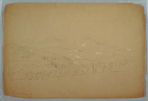 Tekening, Ver uitzicht op de Katahdin getoond vanuit het westen, ca. 1856 door Frederic Edwin Church