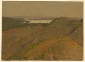 Tekening, Ver uitzicht over heuveltoppen, augustus 1865 door Frederic Edwin Church
