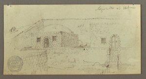 Tekening, Koepelhuis, Huis met trap, februari mogelijk 1868 door Frederic Edwin Church