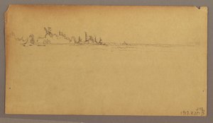 Tekening, Dubbele regenboog over de watervallen, Niagara River, mogelijk 1858 door Frederic Edwin Church