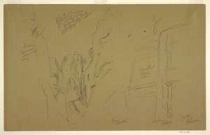Tekening, El Khasnesh, Petra Jordanië, 26 februari 1868 door Frederic Edwin Church