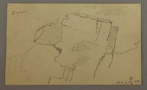Tekening, El Jemen-vallei, Arabië:  Rotswand, 20 februari 1868 door Frederic Edwin Church