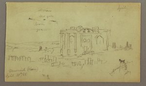 Tekening, gevel als het Parrelorium, 28 april 1868 door Frederic Edwin Church