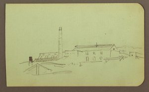 Tekening, Fabriek; Verso: Figuren, 1883 door Frederic Edwin Church