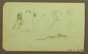 Tekening, Fabriek; Verso: Figuren, 1883 door Frederic Edwin Church