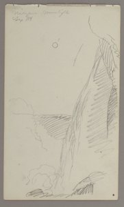 Tekening, Watervallen in maanlicht, 1858 door Frederic Edwin Church