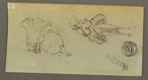 Tekening, Figuur rijdend op kameel, zittend op kameel, mogelijk 1868 door Frederic Edwin Church