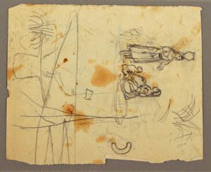Tekening, Figuur Schetsen; Verso: Boekenkast, 1853 door Frederic Edwin Church