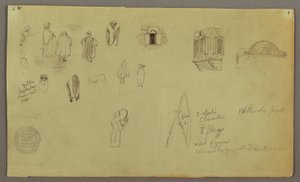 Tekening, Figuurstudies, Ramen Vlag, mogelijk 1868 door Frederic Edwin Church
