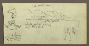 Tekening, Figuurstudie, bergketen, mogelijk 1868 door Frederic Edwin Church
