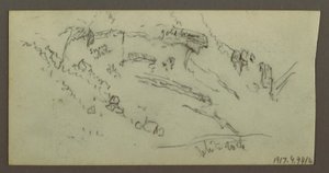 Tekening, Figuurstudie, bergketen, mogelijk 1868